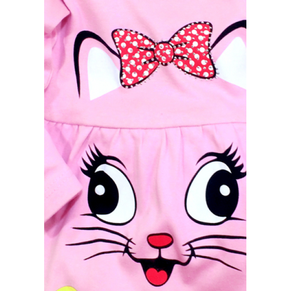 05-0621 "Kitty" Платье для девочки, интерлок, 3-7 лет, розовый