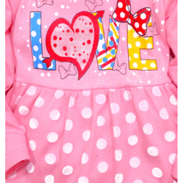 05-0625 "Love" Платье для девочки, интерлок, 3-7 лет, розовый