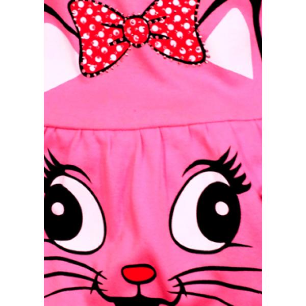 05-0622 "Kitty" Платье для девочки, интерлок, 3-7 лет, малиновый