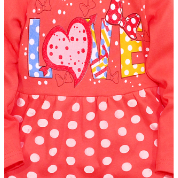 05-0628 "Love" Платье для девочки, интерлок, 3-7 лет, коралловый