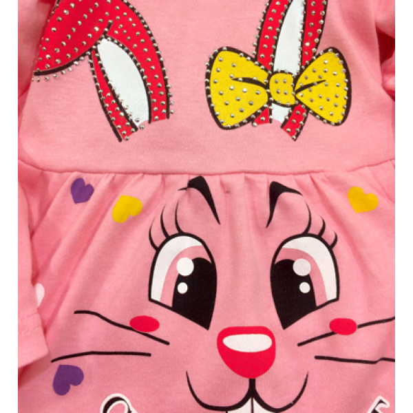 05-0632 "Rabbit" Платье для девочки, интерлок, 2-6 лет, розовый
