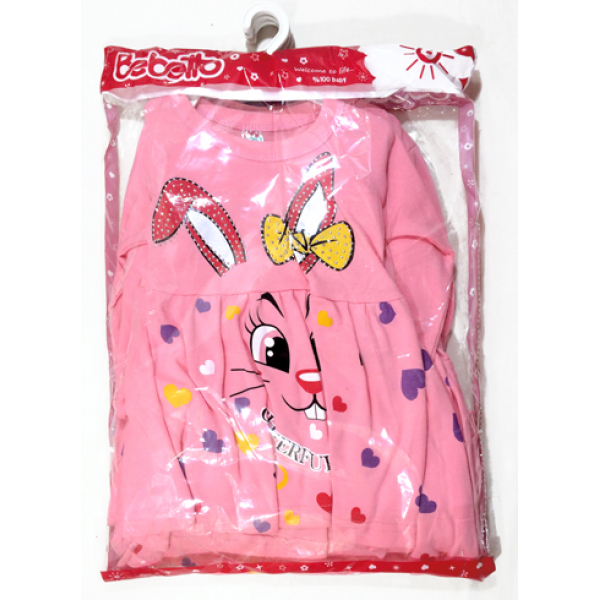 05-0629 "Rabbit" Платье для девочки, интерлок, 2-6 лет, коралловый