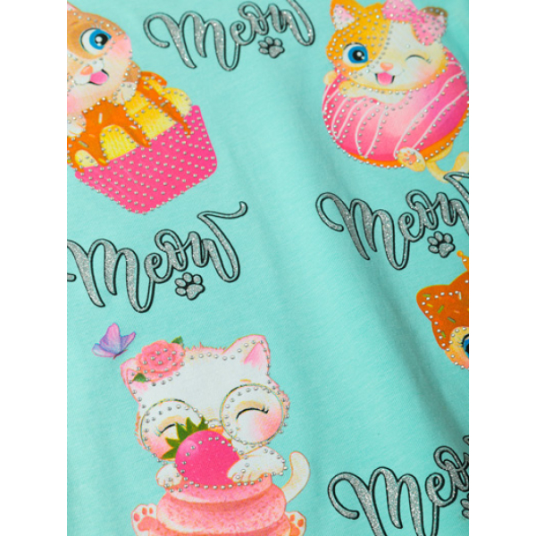 12-140279-1 "Meow" Футболка для девочки, 1-4 года, малиновый