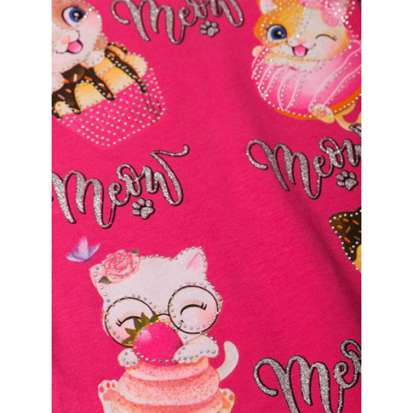 12-140279-1 "Meow" Футболка для девочки, 1-4 года, малиновый