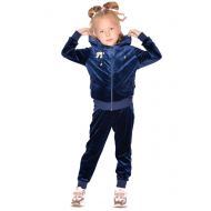20-825-3 Костюм для девочки из королевского велюра, 2-5 лет, т-синий 20-825-3 Костюм для девочки из королевского велюра, 2-5 лет, т-синий