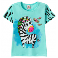 12-140259-3 "Zebra" Футболка для девочки, 1-4 года, мятный 12-140259-3 "Zebra" Футболка для девочки, 1-4 года, мятный