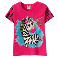 12-140259-5 "Zebra" Футболка для девочки, 1-4 года, малиновый 12-140259-5 "Zebra" Футболка для девочки, 1-4 года, малиновый