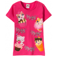 12-140279-1 "Meow" Футболка для девочки, 1-4 года, малиновый 12-140279-1 "Meow" Футболка для девочки, 1-4 года, малиновый