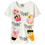 12-140279-2 "Meow" Футболка для девочки, 1-4 года, белый 12-140279-2 "Meow" Футболка для девочки, 1-4 года, белый