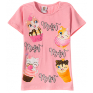 12-140279-3 "Meow" Футболка для девочки, 1-4 года, розовый 12-140279-3 "Meow" Футболка для девочки, 1-4 года, розовый