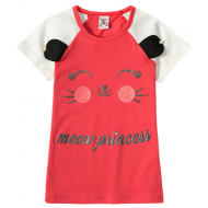 12-3675-1 "Meow" Футболка для девочки, 3-6 лет, красный 12-3675-1 "Meow" Футболка для девочки, 3-6 лет, красный