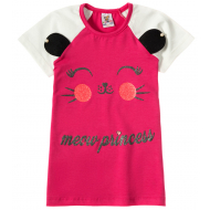 12-3675-3 "Meow" Футболка для девочки, 3-6 лет, малиновый 12-3675-3 "Meow" Футболка для девочки, 3-6 лет, малиновый