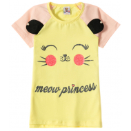 12-3675-5 "Meow" Футболка для девочки, 3-6 лет, желтый 12-3675-5 "Meow" Футболка для девочки, 3-6 лет, желтый