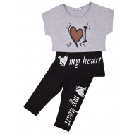 20-4931 "My Heart" Костюм для девочки, 4-8 лет, меланж\черный 20-4931 "My Heart" Костюм для девочки, 4-8 лет, меланж\черный