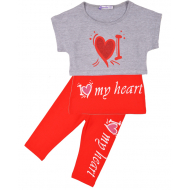 20-4932 "My Heart" Костюм для девочки, 4-8 лет, меланж\красный 20-4932 "My Heart" Костюм для девочки, 4-8 лет, меланж\красный