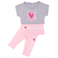 20-4933 "My Heart" Костюм для девочки, 4-8 лет, меланж\розовый 20-4933 "My Heart" Костюм для девочки, 4-8 лет, меланж\розовый