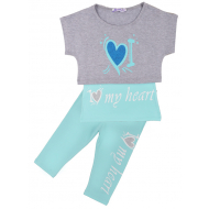 20-4934 "My Heart" Костюм для девочки, 4-8 лет, меланж\ментол 20-4934 "My Heart" Костюм для девочки, 4-8 лет, меланж\ментол
