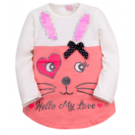 12-360806-4 "Hello" Туника для девочки, 3-6 лет, белый 12-360806-4 "Hello" Туника для девочки, 3-6 лет, белый