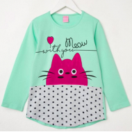 12-360808-2 Туника для девочки, 3-7 лет, минтол 12-360808-2 Туника для девочки, 3-7 лет, минтол