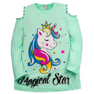 12-360810-4 Туника для девочки, 3-6 лет, ментоловый 12-360810-4 Туника для девочки, 3-6 лет, ментоловый