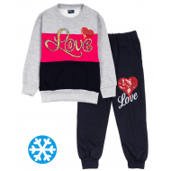 12-6988203-1 "Love" Костюм для девочки, 6-9 лет, меланж 12-6988203-1 "Love" Костюм для девочки, 6-9 лет, меланж