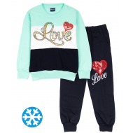 12-6988203-2 "Love" Костюм для девочки, 6-9 лет, ментол 12-6988203-2 "Love" Костюм для девочки, 6-9 лет, ментол