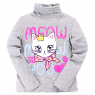 20-007207 "Meow" Утепленная водолазка для девочки, 1-4 года, меланж 20-007207 "Meow" Утепленная водолазка для девочки, 1-4 года, меланж