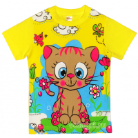 20-10103 "Котик" Футболка для девочки, 1-4 года, желтый 20-10103 "Котик" Футболка для девочки, 1-4 года, желтый