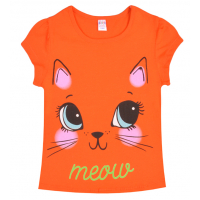 20-102204 "Meow" Футболка для девочки, 4-8 лет, оранжевый 20-102204 "Meow" Футболка для девочки, 4-8 лет, оранжевый