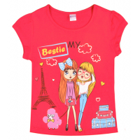 20-102-81 "Paris" Футболка для девочки, 4-8 лет, красный 20-102-81 "Paris" Футболка для девочки, 4-8 лет, красный