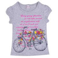 20-102209 "Flowers In Bike" Футболка для девочки, 4-8 лет, серый 20-102209 "Flowers In Bike" Футболка для девочки, 4-8 лет, серый
