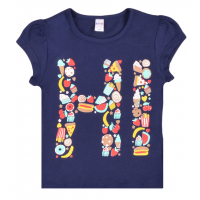 20-102-88 "Hi" Футболка для девочки, 4-8 лет, синяя ночь 20-102-88 "Hi" Футболка для девочки, 4-8 лет, синяя ночь
