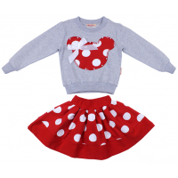 20-114101 "Микки" Костюм с юбкой для девочки, 2-5 лет, красный 20-114101 "Микки" Костюм с юбкой для девочки, 2-5 лет, красный