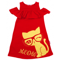 20-117601 "MEOW" Платье, 7-10 лет, красный 20-117601 "MEOW" Платье, 7-10 лет, красный