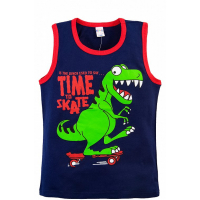20-120207 "Dino" Майка для мальчика, 3-7 лет, т-синий 20-120207 "Dino" Майка для мальчика, 3-7 лет, т-синий