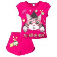 20-202201 "Cat" Костюм для девочки, 4-8 лет, малиновый 20-202201 "Cat" Костюм для девочки, 4-8 лет, малиновый