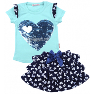 20-98802 "HEART" Комплект с юбкой, 3-7 лет, бирюзовый 20-98802 "HEART" Комплект с юбкой, 3-7 лет, бирюзовый