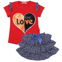 20-98805 "HEART" Комплект с юбкой, 3-7 лет, вишневый 20-98805 "HEART" Комплект с юбкой, 3-7 лет, вишневый