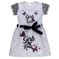 47-2569820 "Girls Rule" Платье для девочки 2-5 лет, меланжевый 47-2569820 "Girls Rule" Платье для девочки 2-5 лет, меланжевый