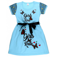 47-2569822 "Girls Rule" Платье для девочки 2-5 лет, бирюзовый 47-2569822 "Girls Rule" Платье для девочки 2-5 лет, бирюзовый