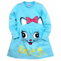 05-0623 "Kitty" Платье для девочки, интерлок, 3-7 лет, бирюзовый 05-0623 "Kitty" Платье для девочки, интерлок, 3-7 лет, бирюзовый
