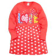05-0628 "Love" Платье для девочки, интерлок, 3-7 лет, коралловый 05-0628 "Love" Платье для девочки, интерлок, 3-7 лет, коралловый