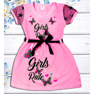 47-06372 "Girls Rule" Платье для девочки, 2-5 лет, розовый 47-06372 "Girls Rule" Платье для девочки, 2-5 лет, розовый