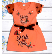 47-06375 "Girls Rule" Платье для девочки, 2-5 лет, персиковый 47-06375 "Girls Rule" Платье для девочки, 2-5 лет, персиковый