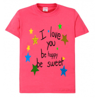 11-250201 "Be happy" Футболка для девочки, 2-5 лет, арбузный 11-250201 "Be happy" Футболка для девочки, 2-5 лет, арбузный