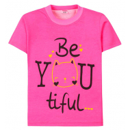 11-250205 "Be you tiful" Футболка для девочки, 2-5 лет, ультр-розовый 11-250205 "Be you tiful" Футболка для девочки, 2-5 лет, ультр-розовый
