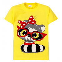 11-250206 "Raccoon with glasses" Футболка для девочки, 2-5 лет, желтый 11-250206 "Raccoon with glasses" Футболка для девочки, 2-5 лет, желтый
