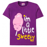 11-250207 "I'm little sweety" Футболка для девочки, 2-5 лет, фиолетовый 11-250207 "I'm little sweety" Футболка для девочки, 2-5 лет, фиолетовый