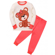 11-258250 "Cute bear" пижама для девочки, 2-5 лет, молочный\розовый 11-258250 "Cute bear" пижама для девочки, 2-5 лет, молочный\розовый