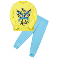 11-588258 "Butterfly" Пижама для девочки, 5-8 лет, желтый\бирюза 11-588258 "Butterfly" Пижама для девочки, 5-8 лет, желтый\бирюза